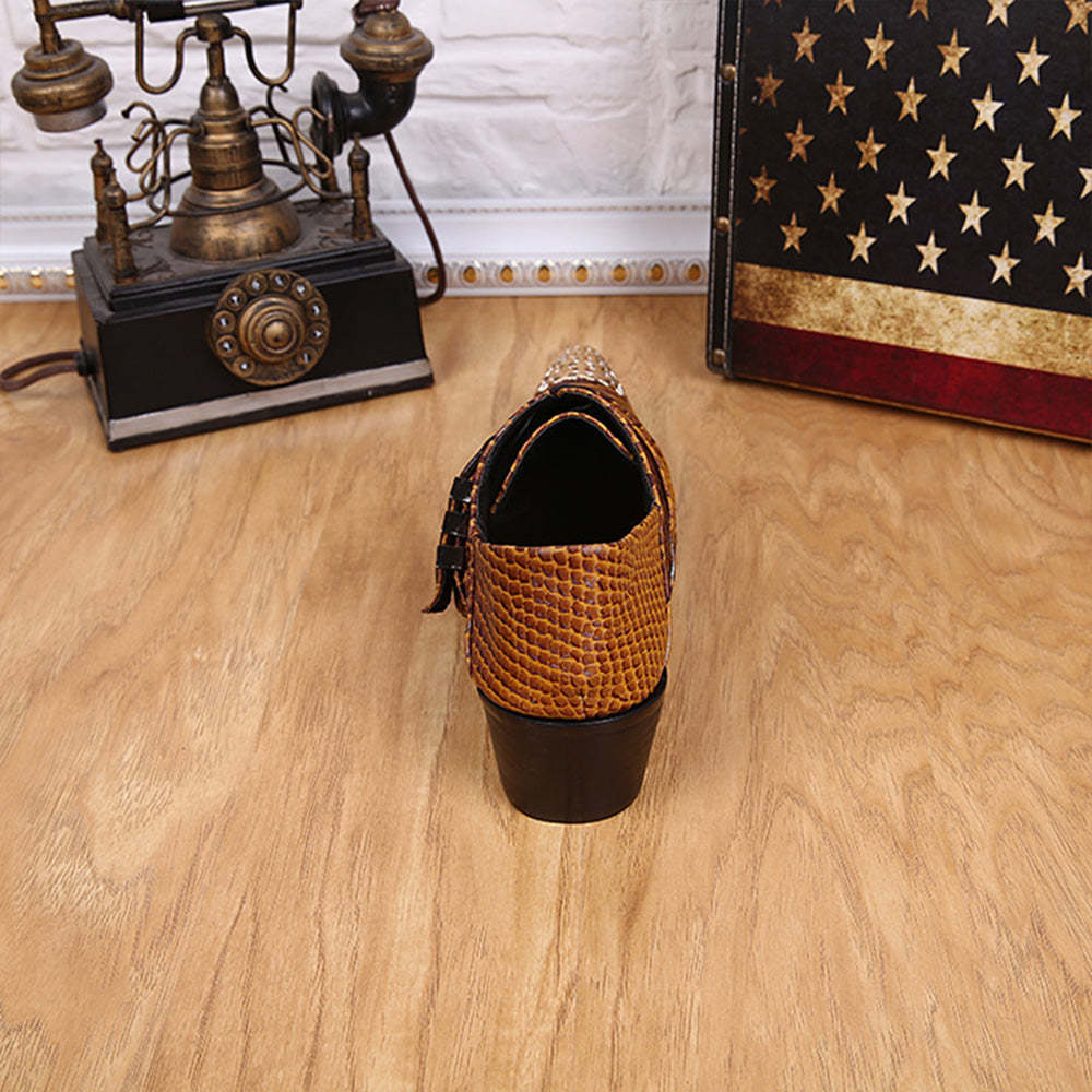 GUYSTEP™  Brown Metal Dress Shoes #8035