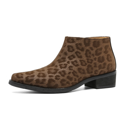 Men's Leopard Print Suede Chelsea Boots
