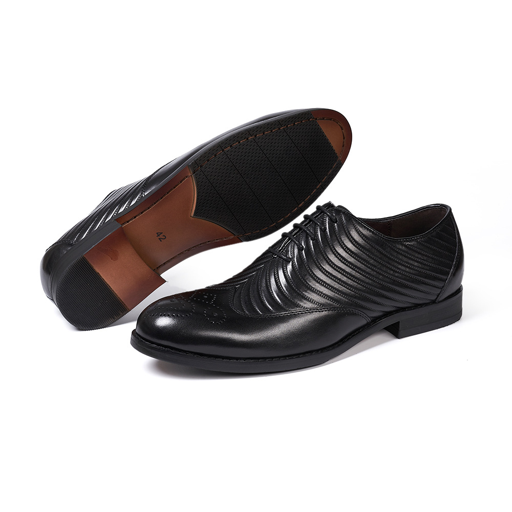 Men's Business Casual Embossed Cowhide Leather Oxford Shoes
