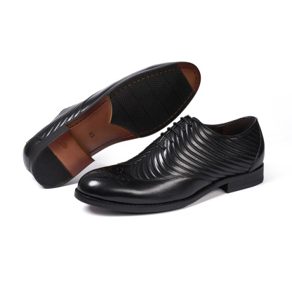 Men's Business Casual Embossed Cowhide Leather Oxford Shoes