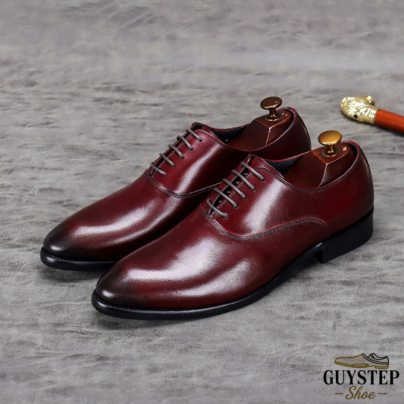 Men's Full-Grain Leather Low-Top Lace-Up Leather Shoes