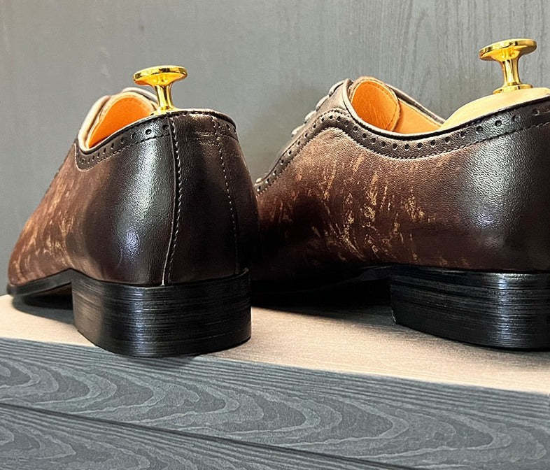 Men's Genuine Leather Printed Brogue Oxford Shoes