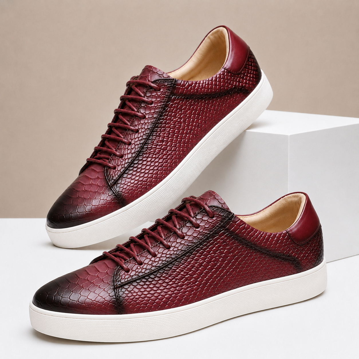 Men’s Premium Cowhide Leather Casual Sneakers – Multiple Colors