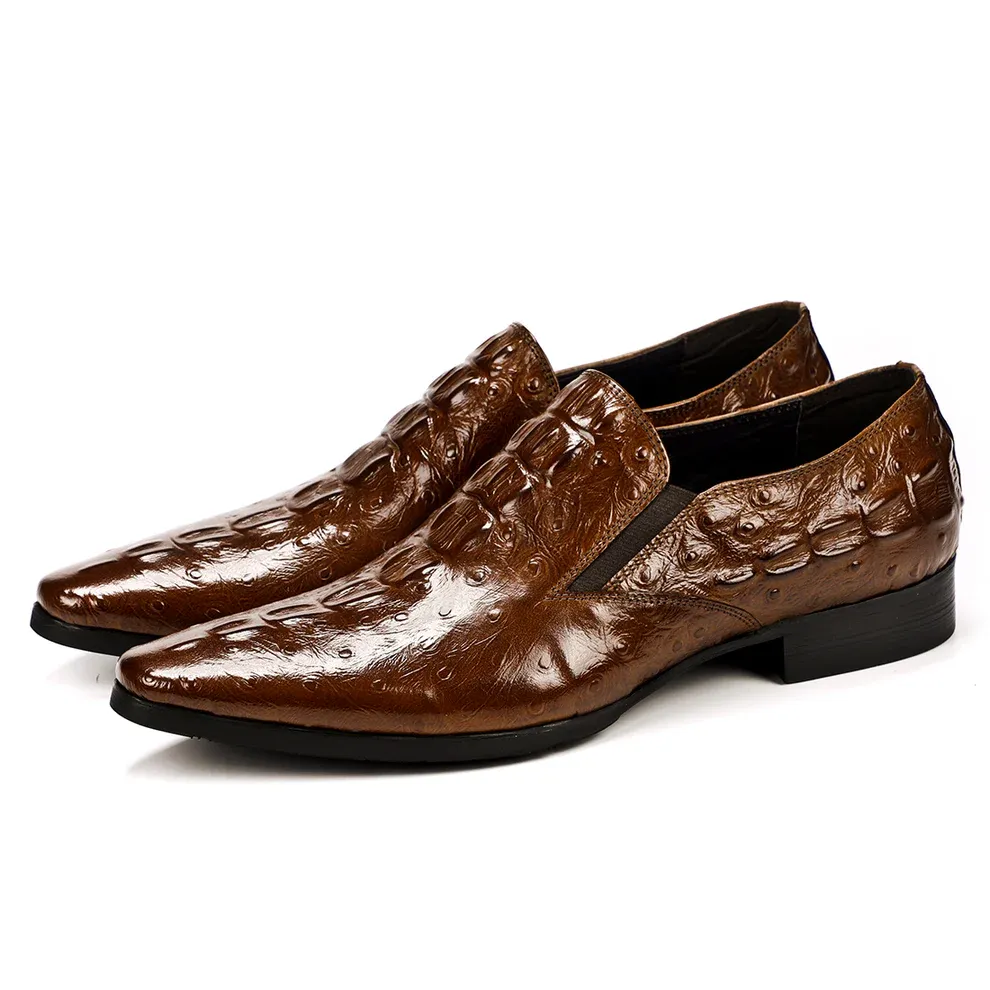 Men's Luxury Crocodile-Embossed Slip-On Loafers