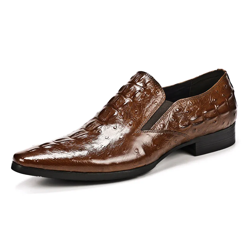 Men's Luxury Crocodile-Embossed Slip-On Loafers