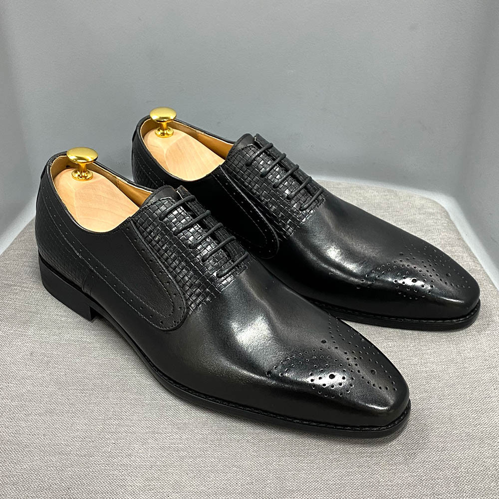 Men's Genuine Leather Business Brogue Oxford Shoes