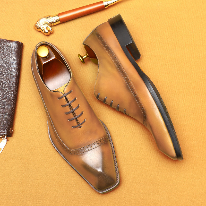 Men's Genuine Leather Brogue Business Dress Shoes