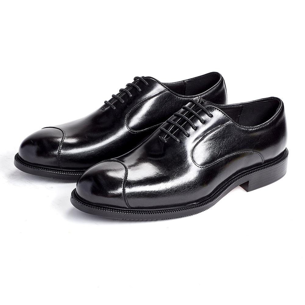 Men's Genuine Leather Pointed-Toe Business Lace-Up Oxford Shoes