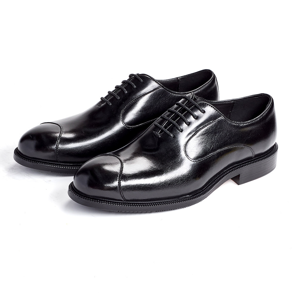 Men's Genuine Leather Pointed-Toe Business Lace-Up Oxford Shoes
