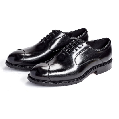 Men's Genuine Leather Pointed-Toe Business Lace-Up Oxford Shoes