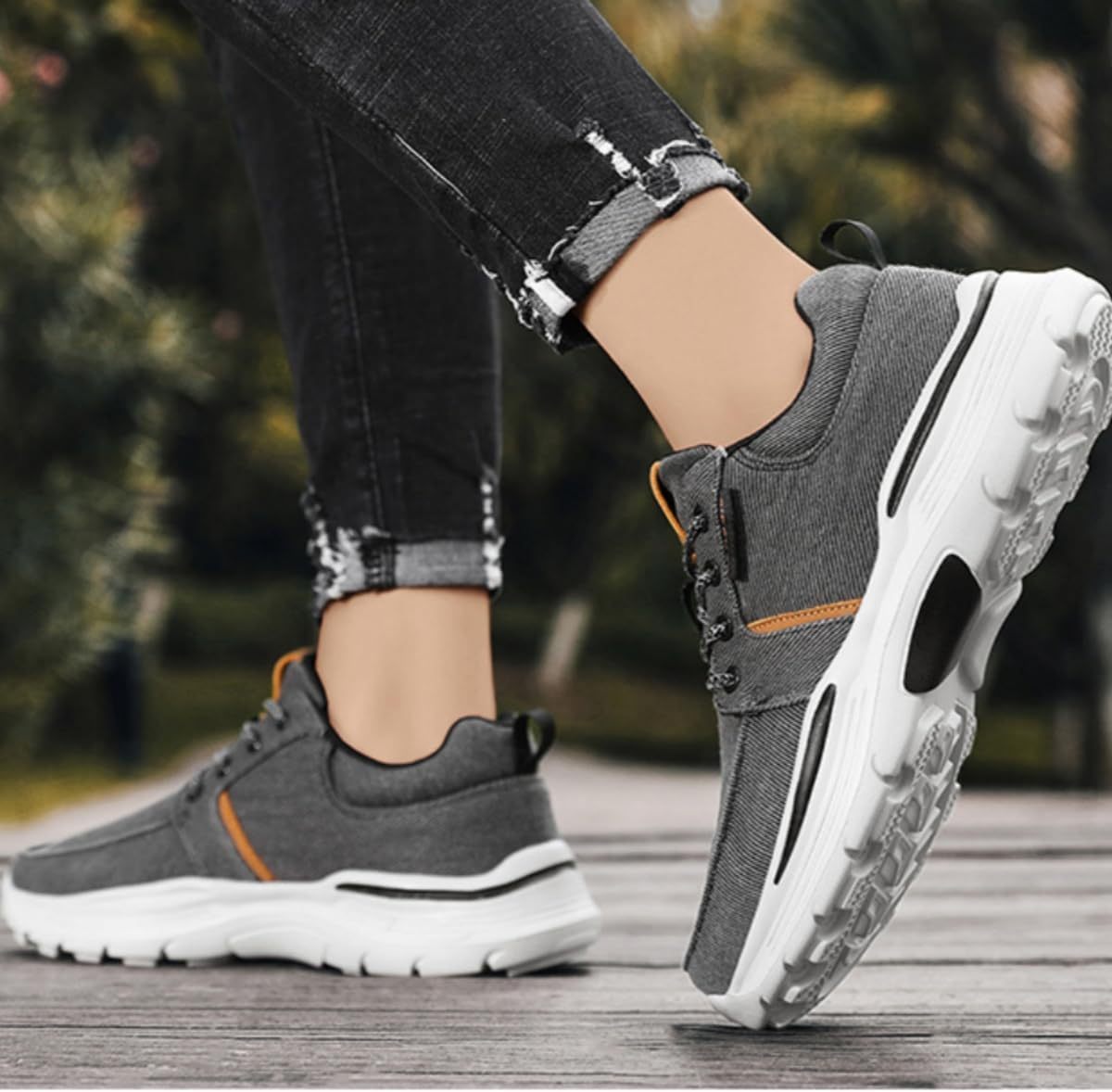 Deklan Walking Shoes for Men, Arch Support Boat Shoes, Canvas Leisure Vintage Flat Orthopaedic Shoes