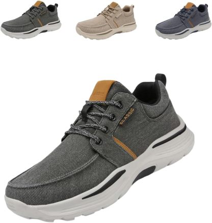 Deklan Walking Shoes for Men, Arch Support Boat Shoes, Canvas Leisure Vintage Flat Orthopaedic Shoes