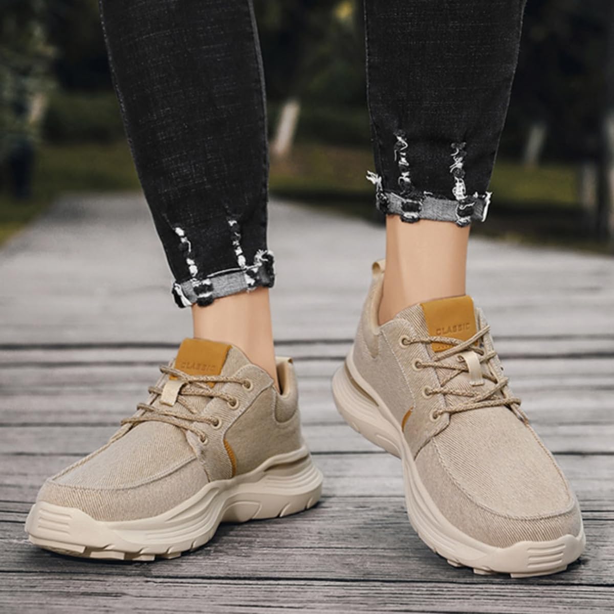 Deklan Walking Shoes for Men, Arch Support Boat Shoes, Canvas Leisure Vintage Flat Orthopaedic Shoes