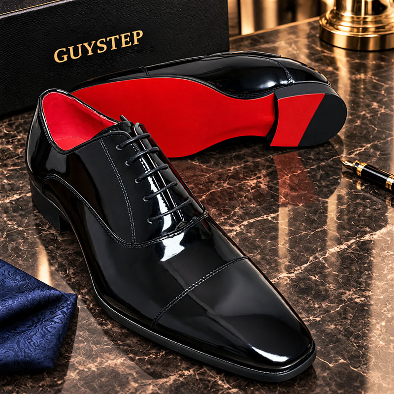 GUYSTEP™2026 Red bottom genuine leather lace-up men's versatile leather shoes