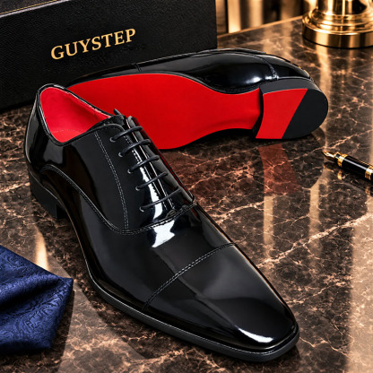 GUYSTEP™2026 Red bottom genuine leather lace-up men's versatile leather shoes