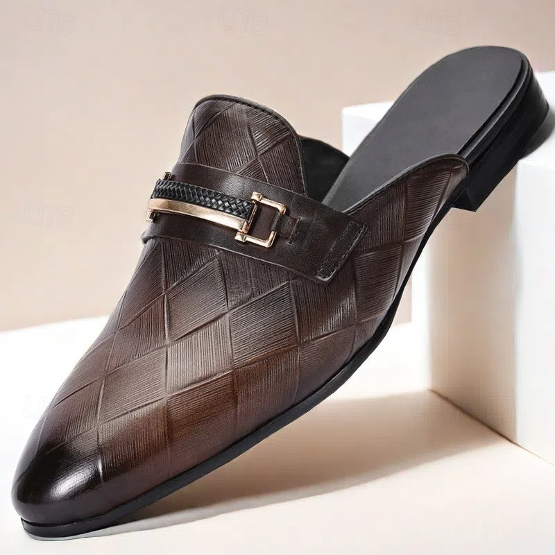 Men's Genuine Leather Round-Toe Platform Elevated Derby Shoes