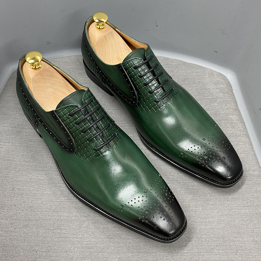Men's Genuine Leather Business Brogue Oxford Shoes