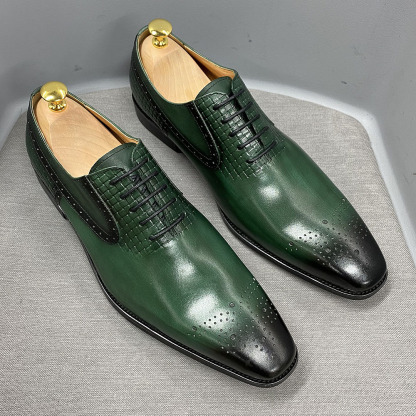 Men's Genuine Leather Business Brogue Oxford Shoes