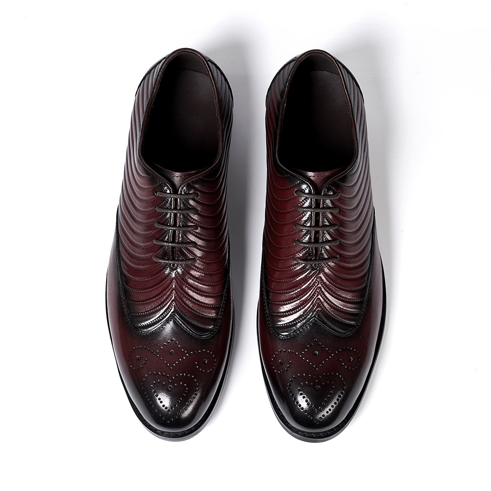 Men's Business Casual Embossed Cowhide Leather Oxford Shoes
