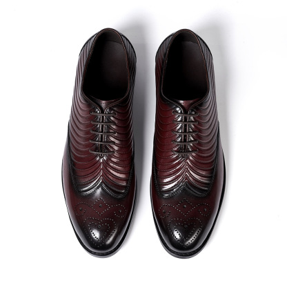 Men's Business Casual Embossed Cowhide Leather Oxford Shoes