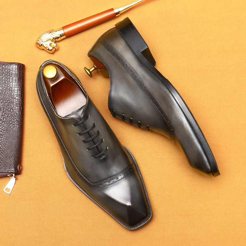 Men's Genuine Leather Brogue Business Dress Shoes