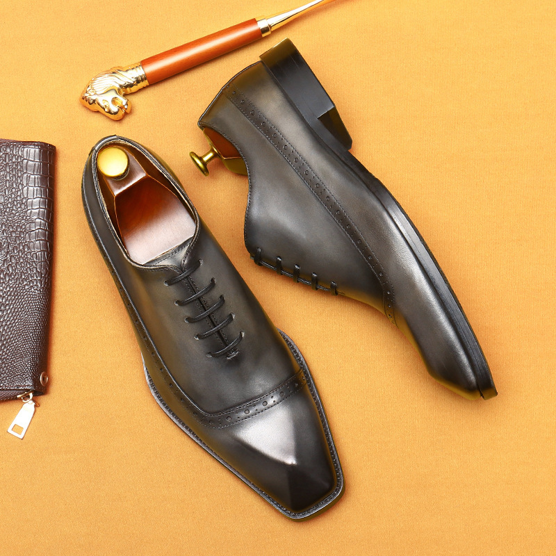 Men's Genuine Leather Brogue Business Dress Shoes