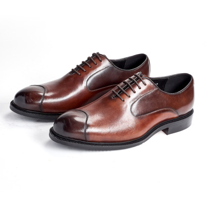 Men's Genuine Leather Pointed-Toe Business Lace-Up Oxford Shoes