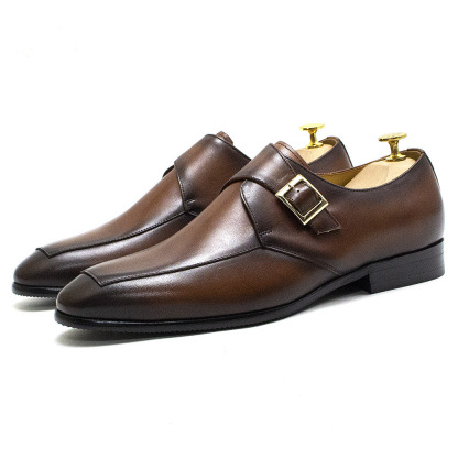 Men's Handcrafted Genuine Leather Formal Buckle Monk Shoes