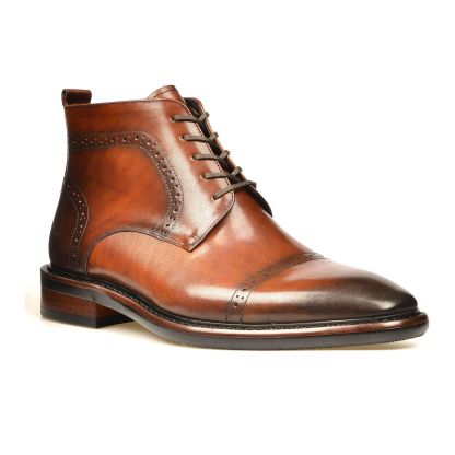 Men's Genuine Leather Retro Pointed-Toe Brogue Martin Boots