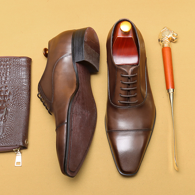 Men's Genuine Leather British-Style Business Formal Oxford Shoes