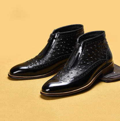 GUYSTEP™-Front Zipper Genuine Leather Ankle Boots