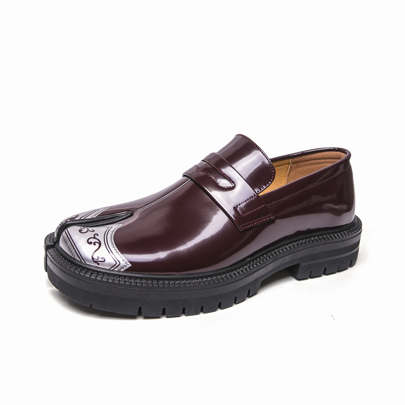 Men's Genuine Leather Round-Toe Platform Split-Toe Loafers