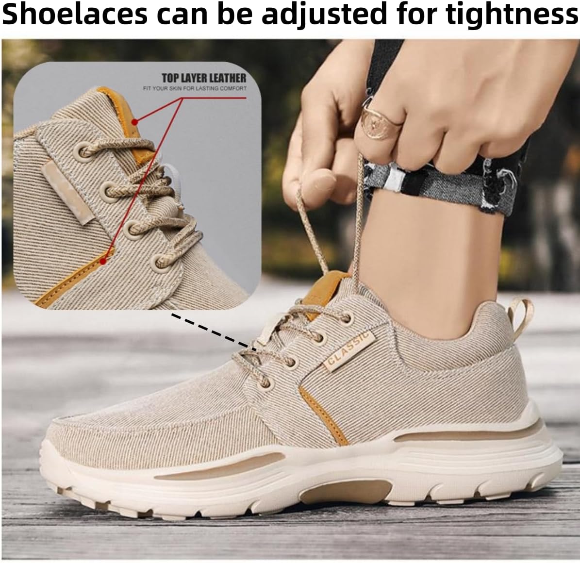 Deklan Walking Shoes for Men, Arch Support Boat Shoes, Canvas Leisure Vintage Flat Orthopaedic Shoes