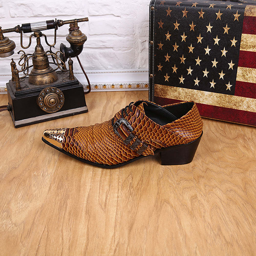 GUYSTEP™  Brown Metal Dress Shoes #8035
