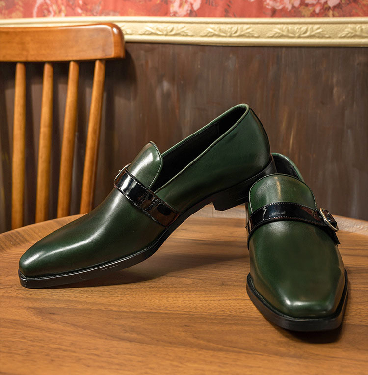 Men's shoes spring and summer new business casual leather shoes men's cowhide leather shoes small square head loafers men's agent