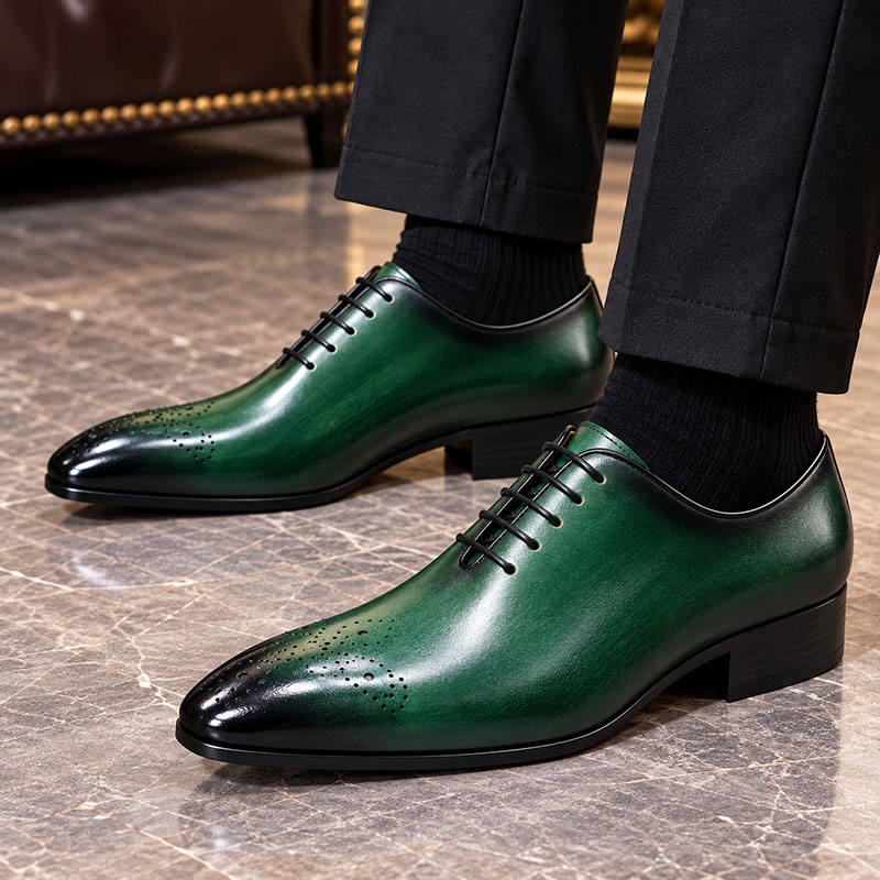 GUYSTEP™Men's simple and stylish genuine leather pointed toe oxford shoes