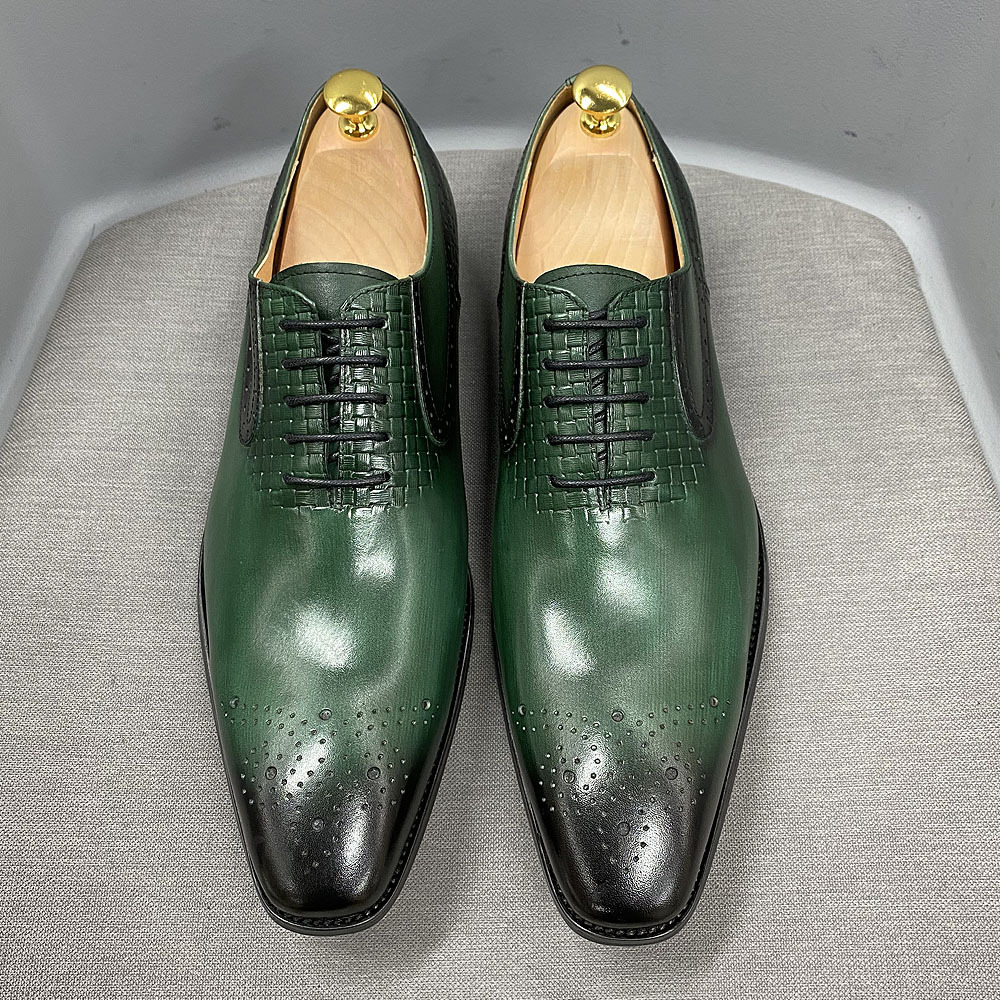 Men's Genuine Leather Business Brogue Oxford Shoes