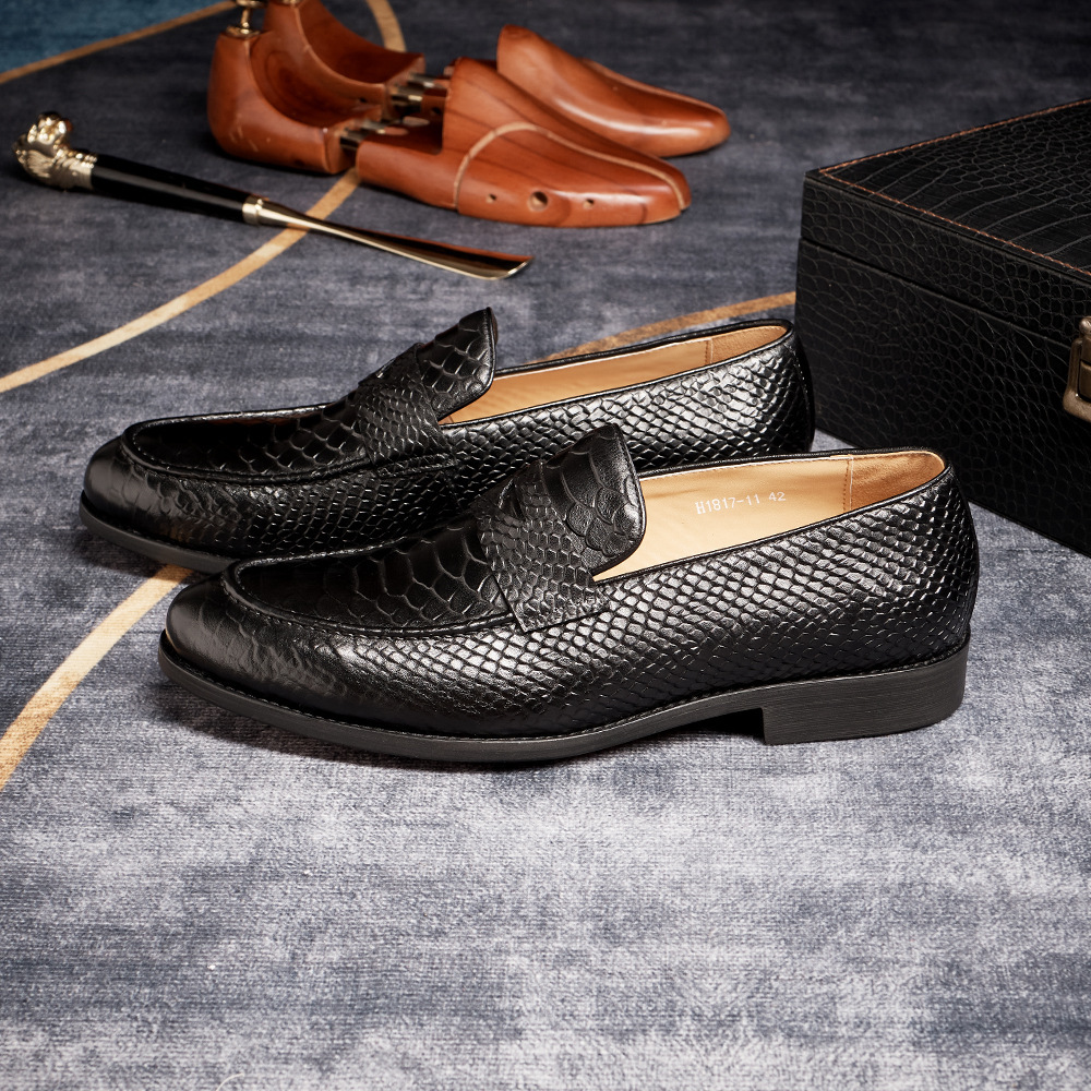 Men's Genuine Leather Handcrafted Snakeskin-Patterned Loafers