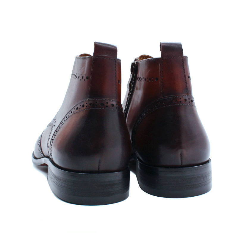 Men's Full-Grain Leather Brogue-Detailed Martin Boots