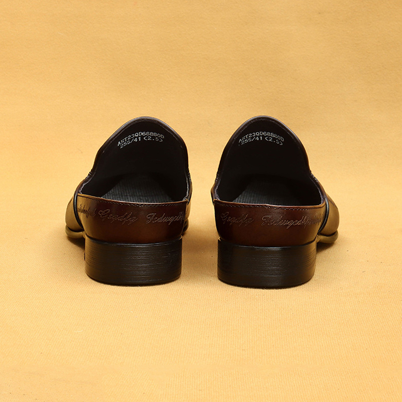 Men's Genuine Leather British-Style Letter-Printed Mules