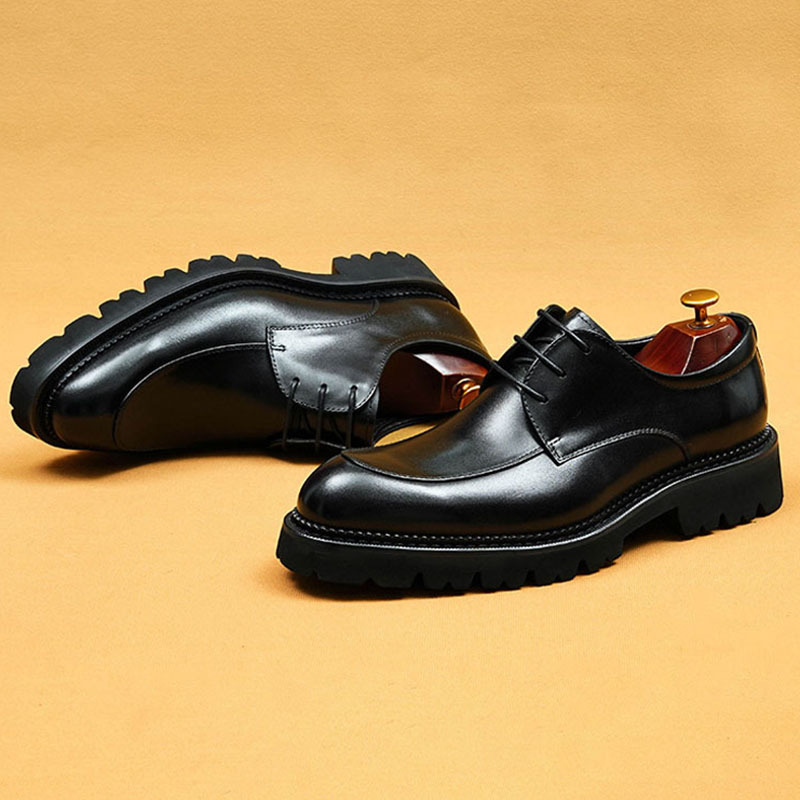 Men's Genuine Leather Business-Casual Platform Derby Shoes