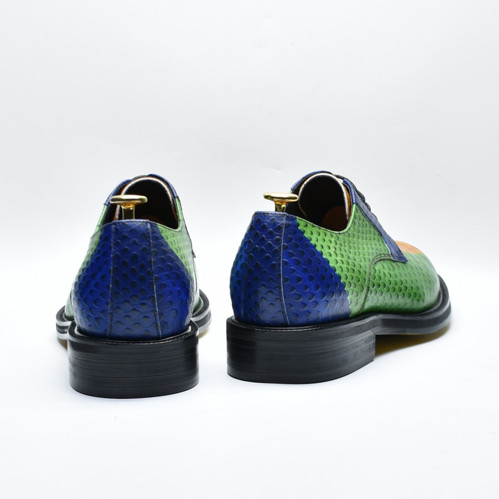 Men's Top-Grain Leather Colorful Snake-Patterned Leather Shoes