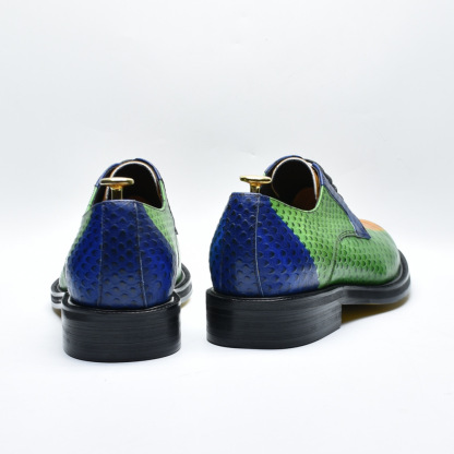 Men's Top-Grain Leather Colorful Snake-Patterned Leather Shoes