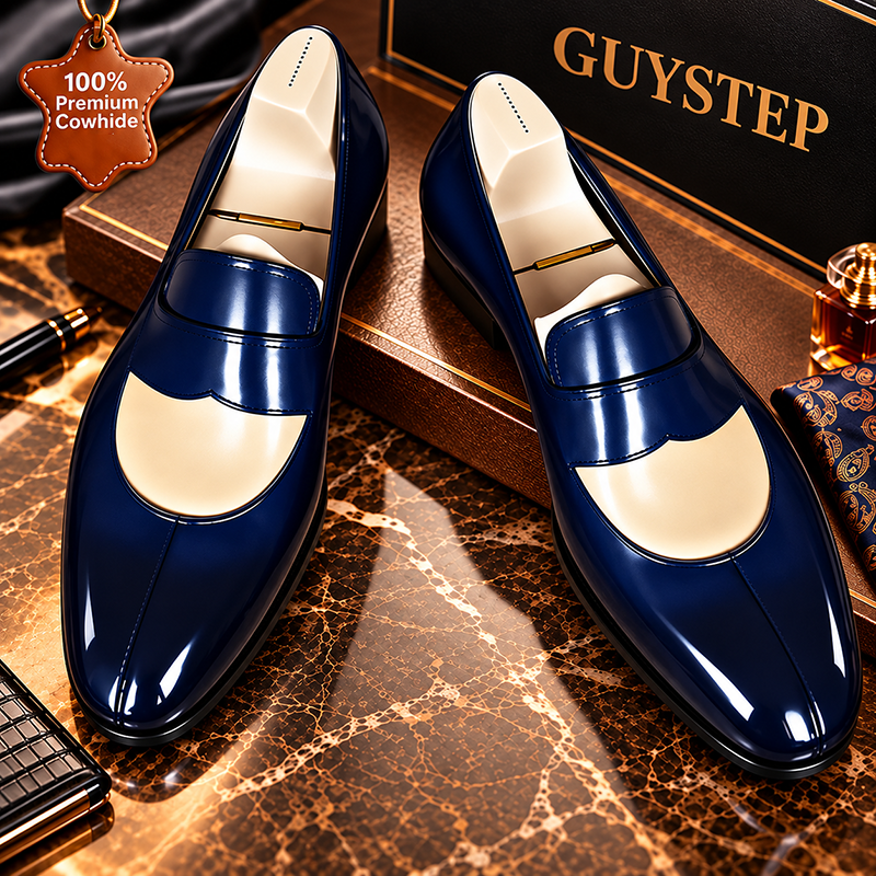 Stylish Navy - Blue Leather Loafers: Elegant and Sophisticated Footwear