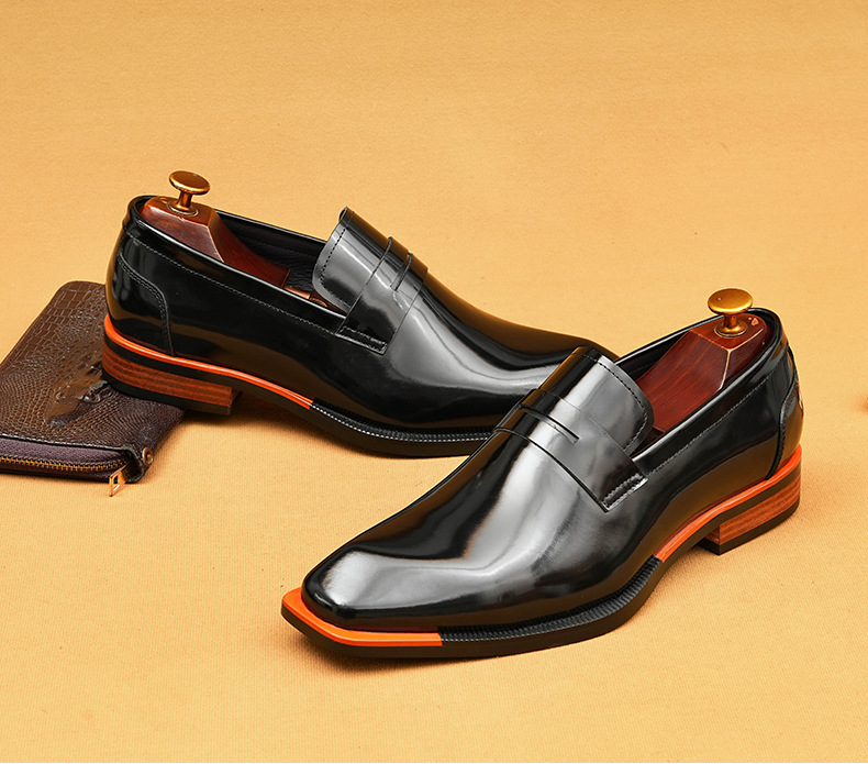 Genuine Leather Patent Leather Loafers - Slip-On Formal Shoes