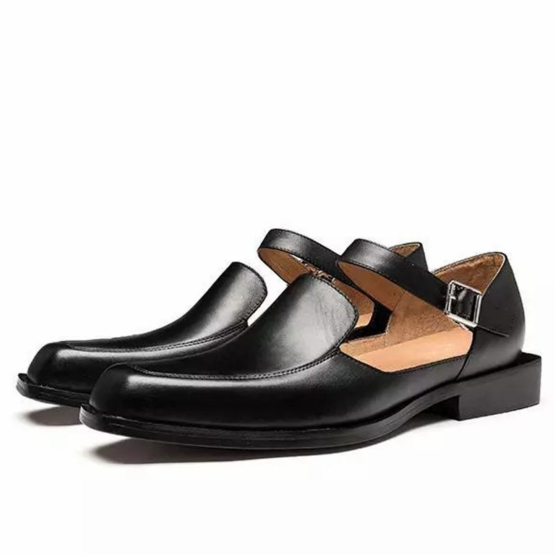 GUYSTEP™-Dan Anthony Black Leather Sandals