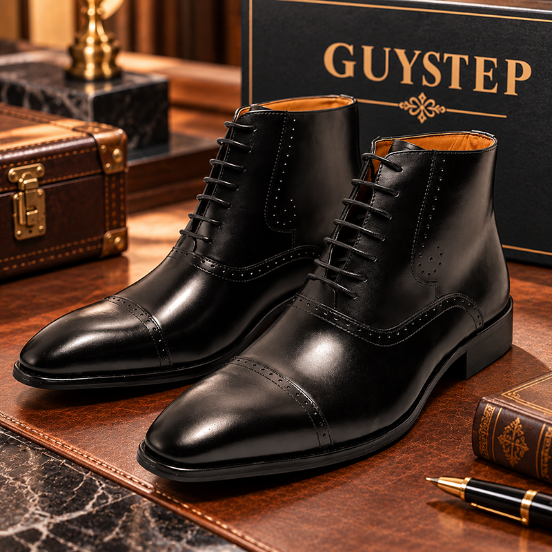 GUYSTEP™Men's Classic Genuine Leather Pointed Toe Lace-Up Martin Boots
