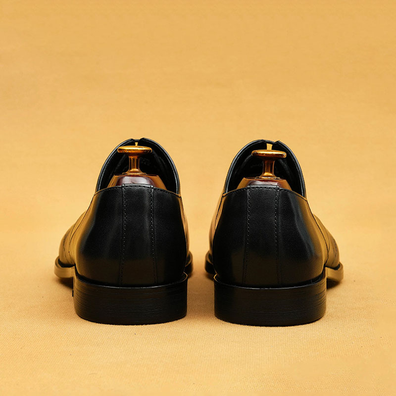 Men's Full-Grain Leather Letter Print Oxford Shoes