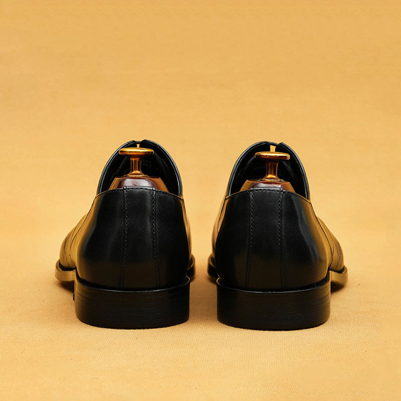 Men's Full-Grain Leather Letter Print Oxford Shoes