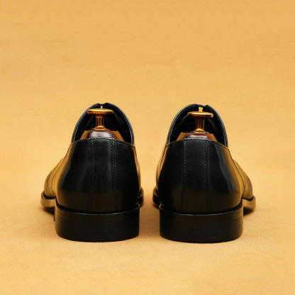 Men's Full-Grain Leather Letter Print Oxford Shoes